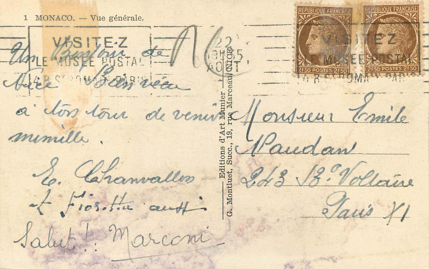 CPM Monaco vue generale  — Rückseite