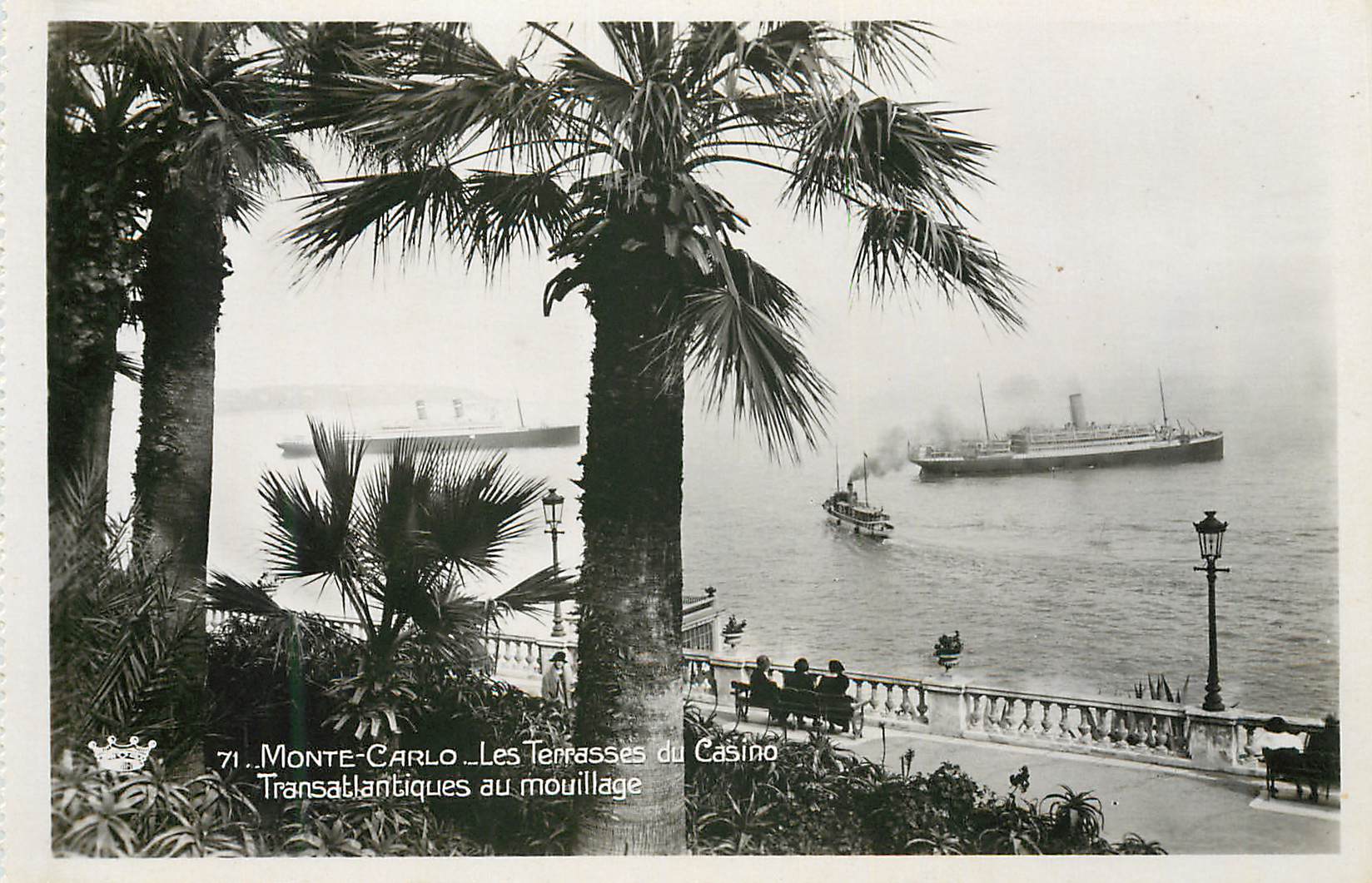 CPM Monte Carlo Les Terrasses du Casino Transatlantiques au mouillage Bateau