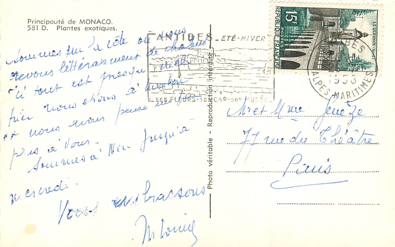 CPM Principaute de Monaco Plantes exotiques  — Rückseite