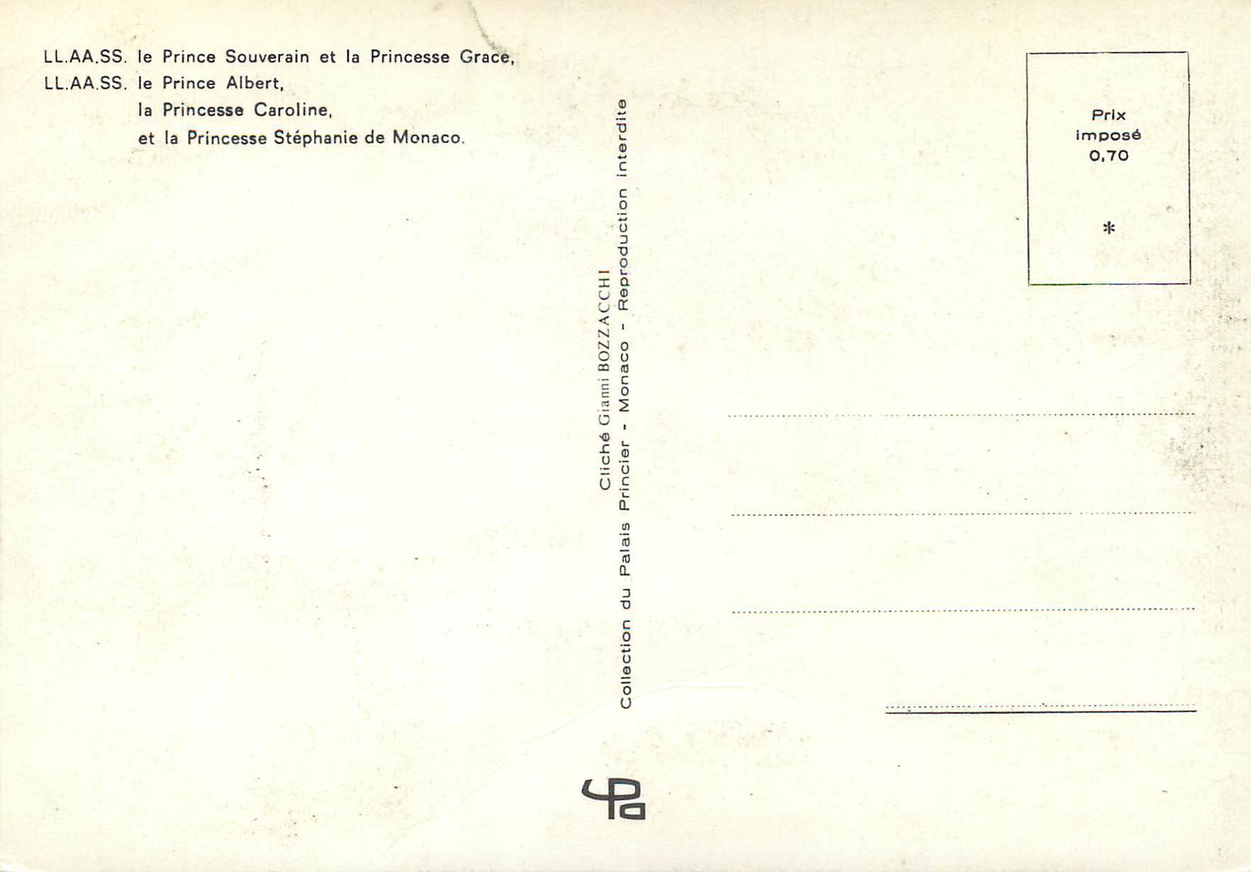 CPM Le Prince Souverain et la Princesse Grace Le Prince Albert  — Rückseite