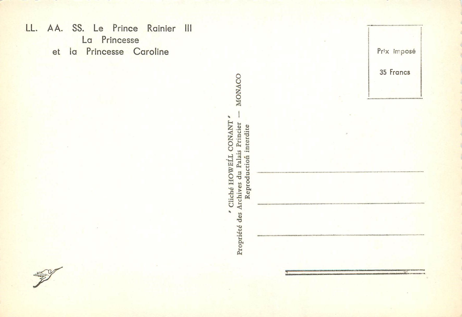 CPM Le Prince Rainier III La Princesse et la Princesse Caroline  — Rückseite