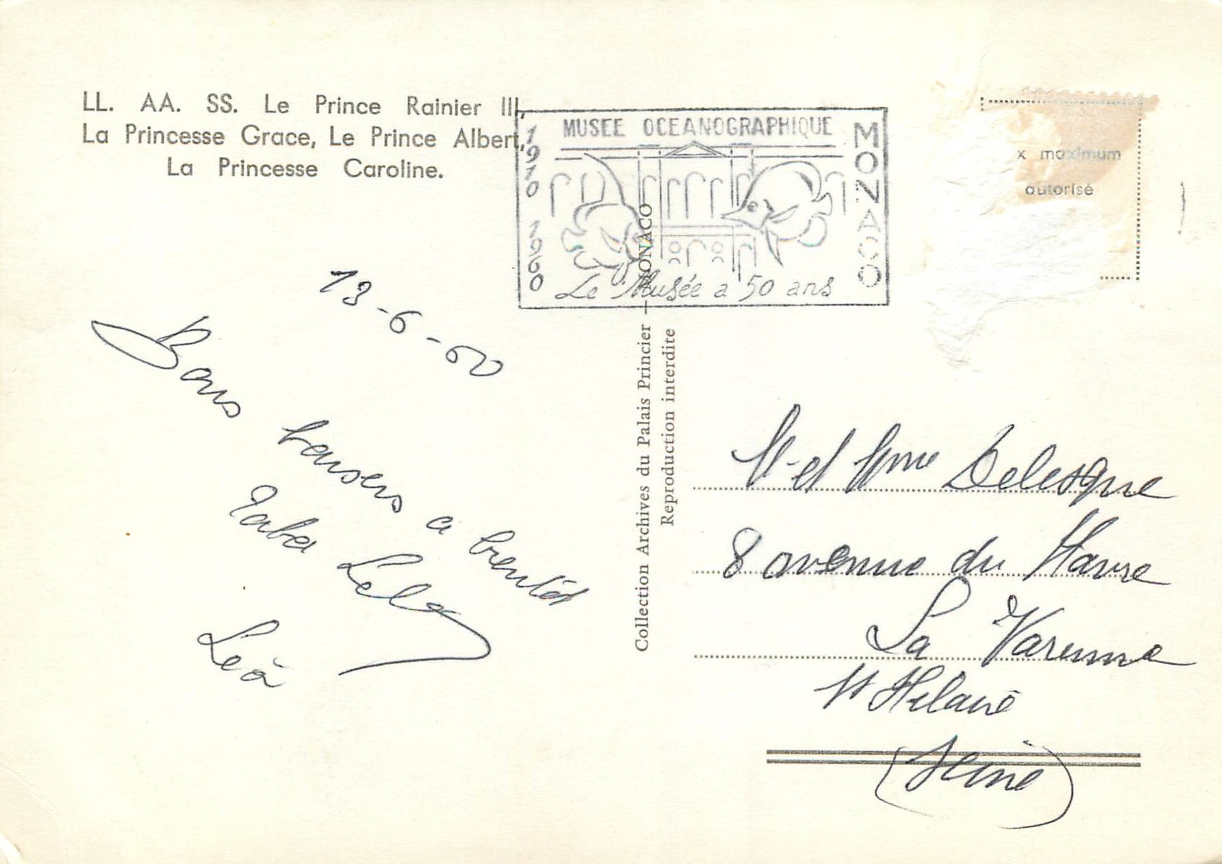 CPM Le Prince Rainier III La Princesse Grace Le Prince Albert La Princesse Caroline  — Rückseite