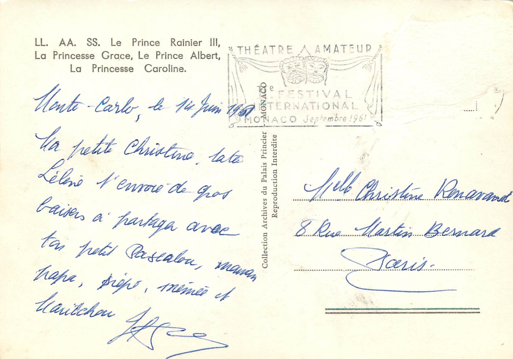 CPM Le Prince Rainier III La Princesse Grace Le Prince Albert La Princesse Caroline  — Rückseite