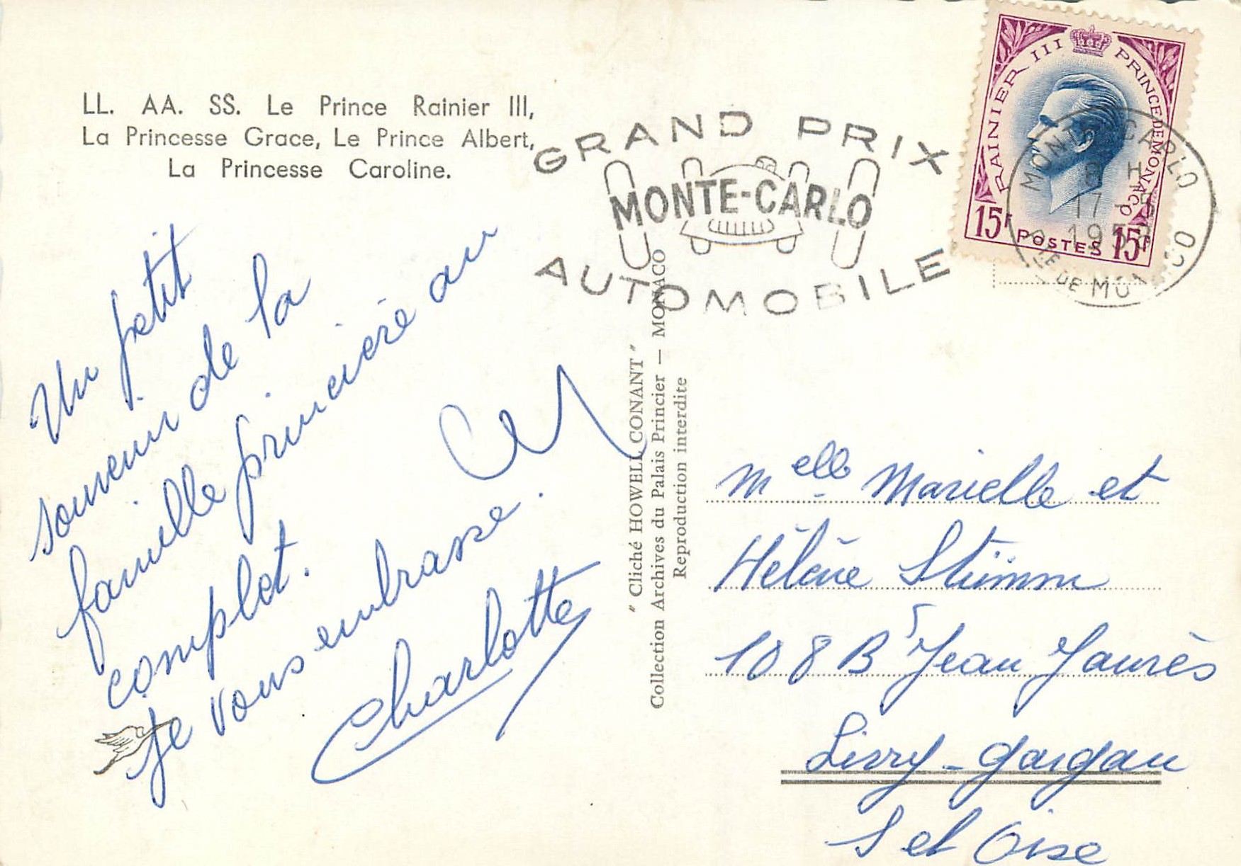 CPM Le Prince Rainier III La Princesse Grace Le Prince Albert La Princesse Caroline  — Rückseite