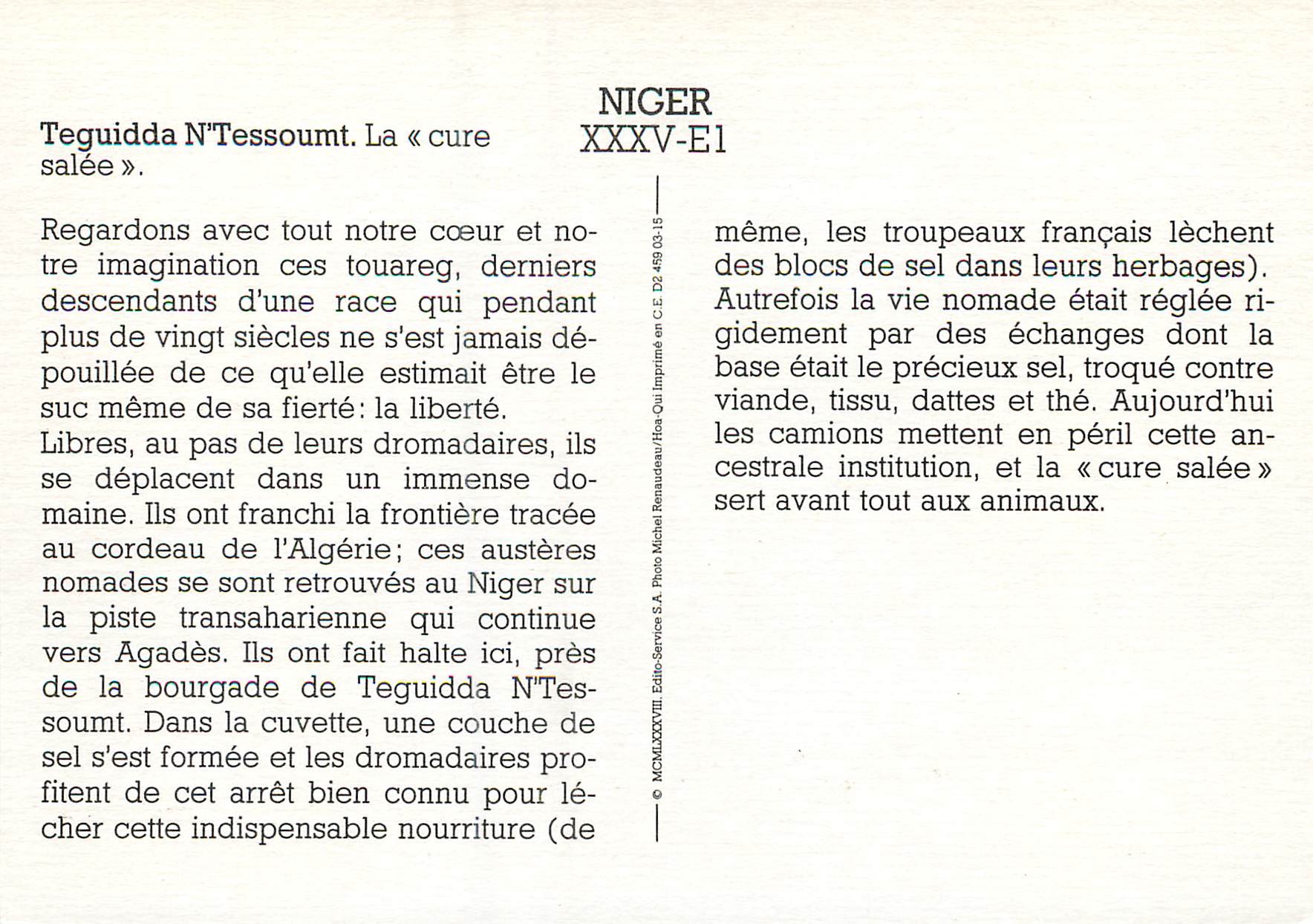 CPM Teguidda N Tessoumt La cure salee Niger  — Rückseite
