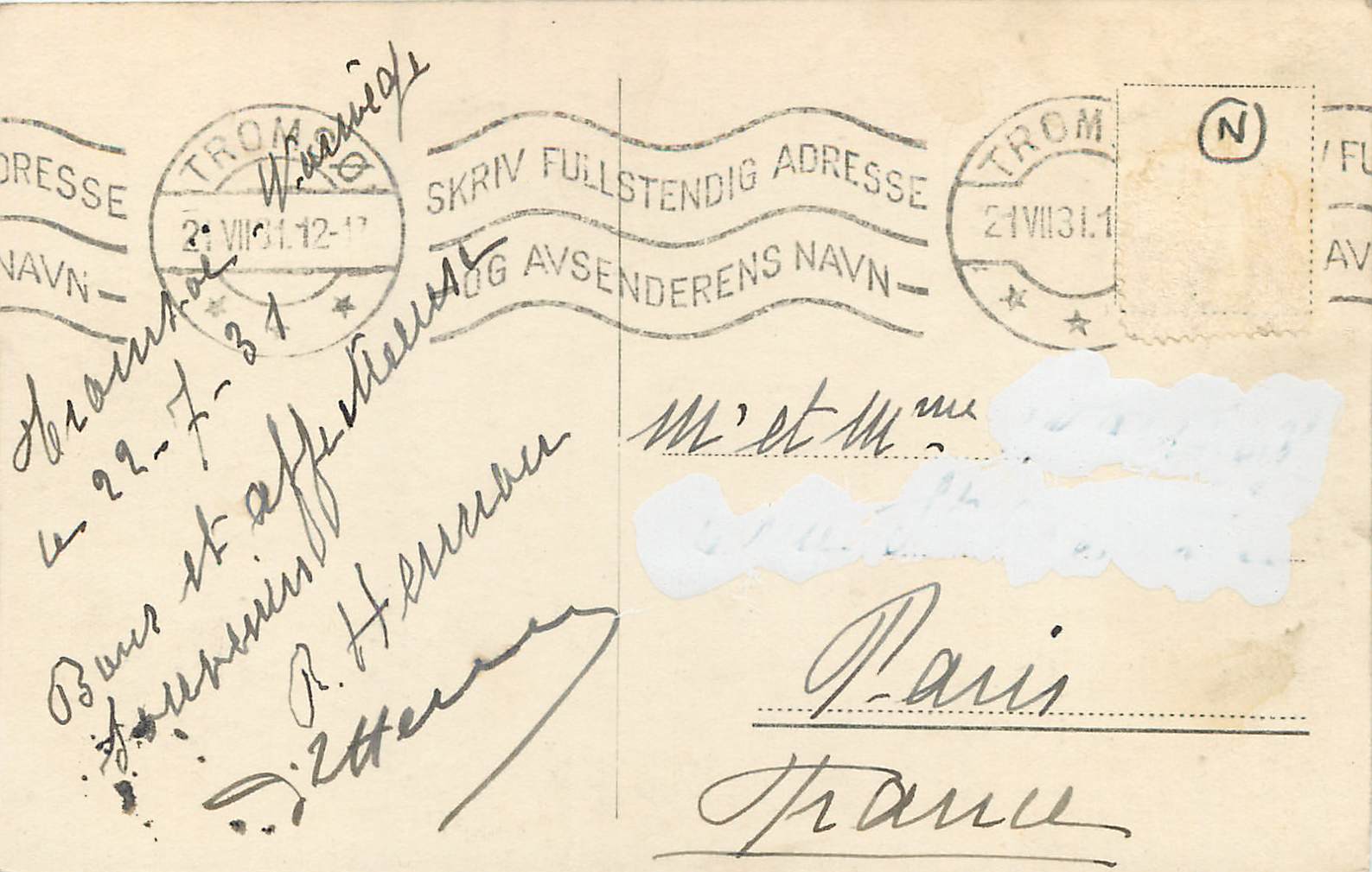 CPA Svartisen Nordland  — Verso