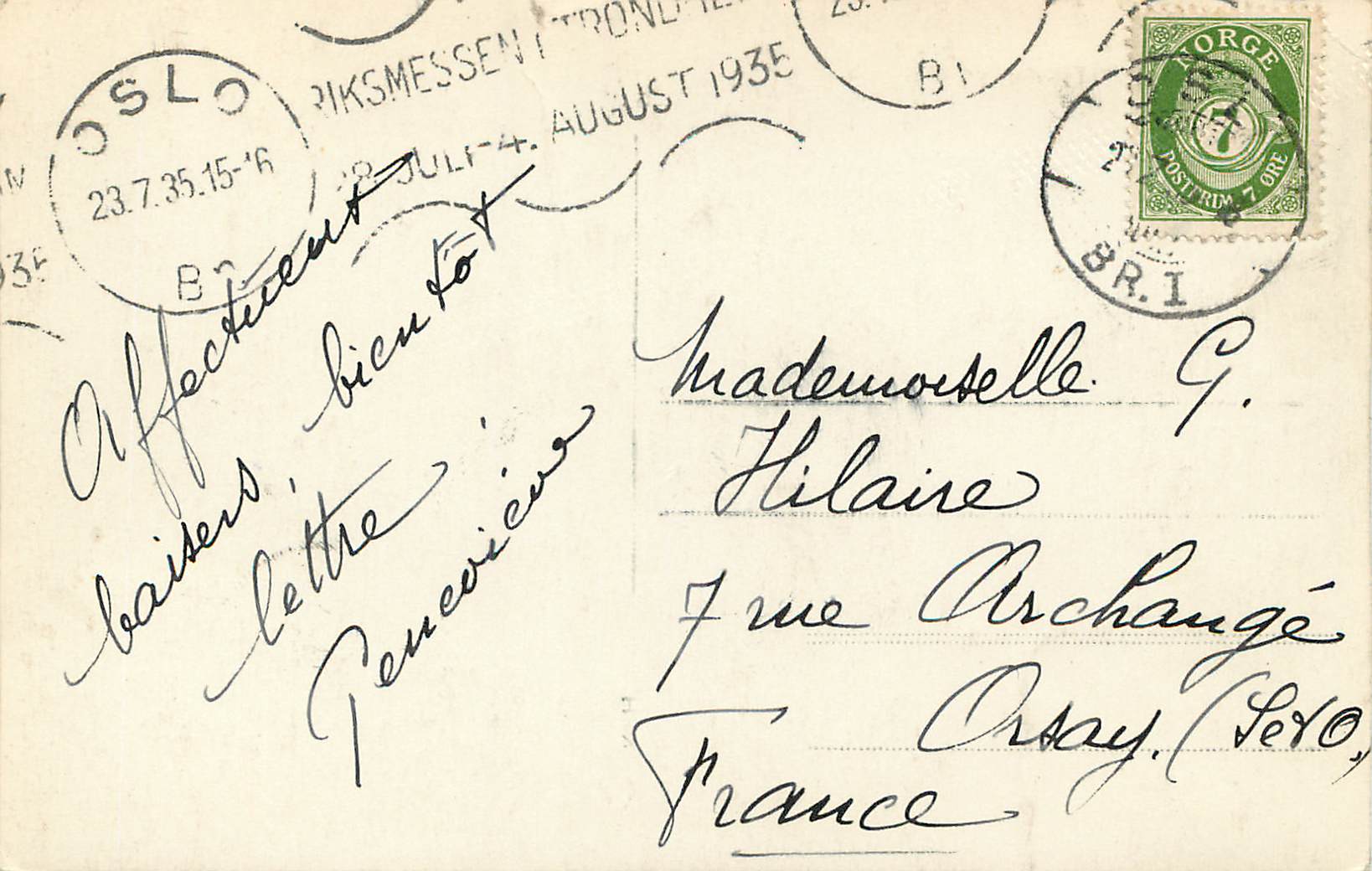 CPA Norsk Folkemuseum  — Verso