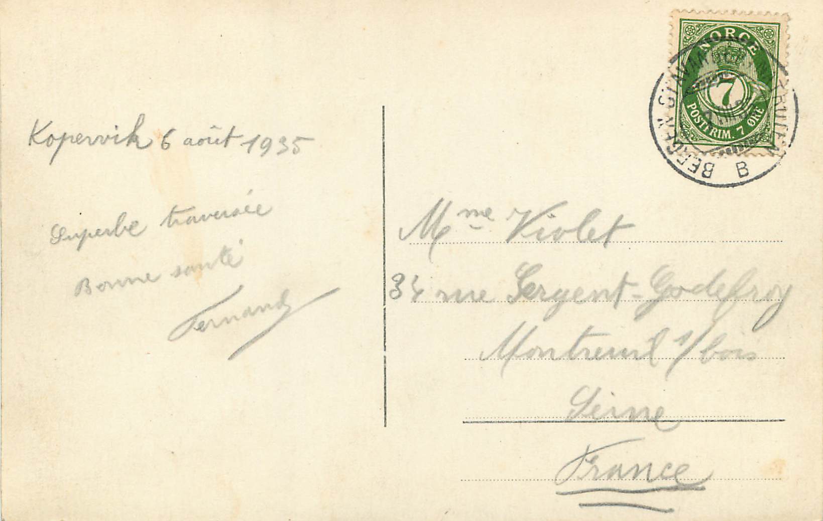 CPA Sorlandef Akeroy  — Verso