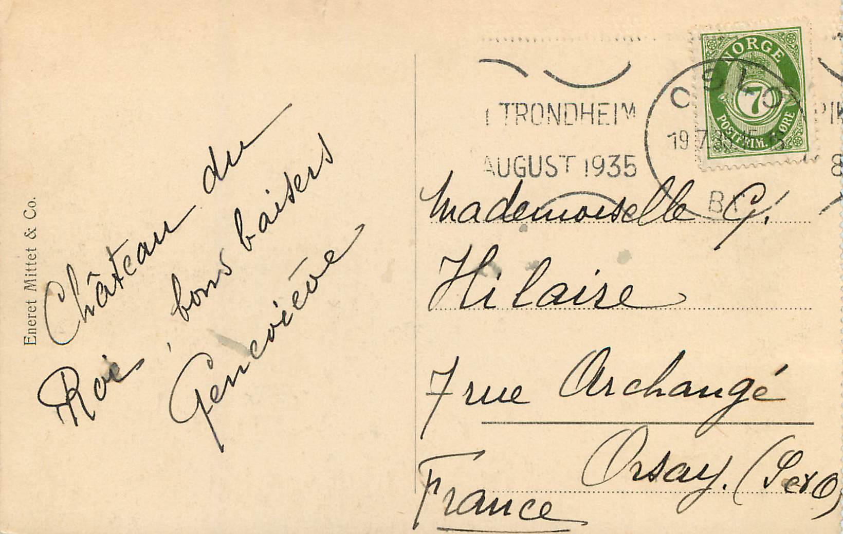 CPA Oslo Sloffef  — Verso
