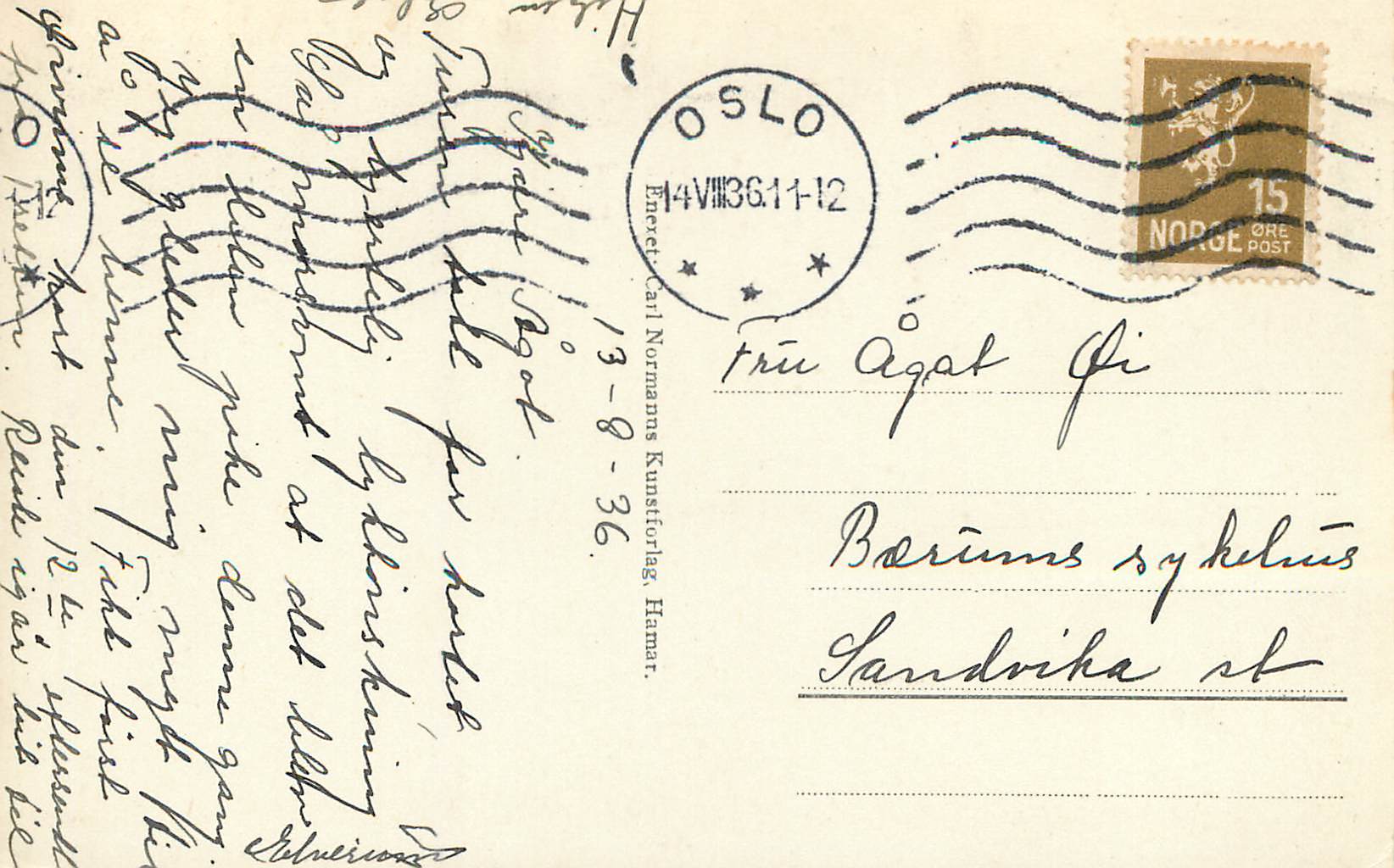 Parti fra Elverum — vue sur le lac — Fot. Normann, n° 11005 — Verso