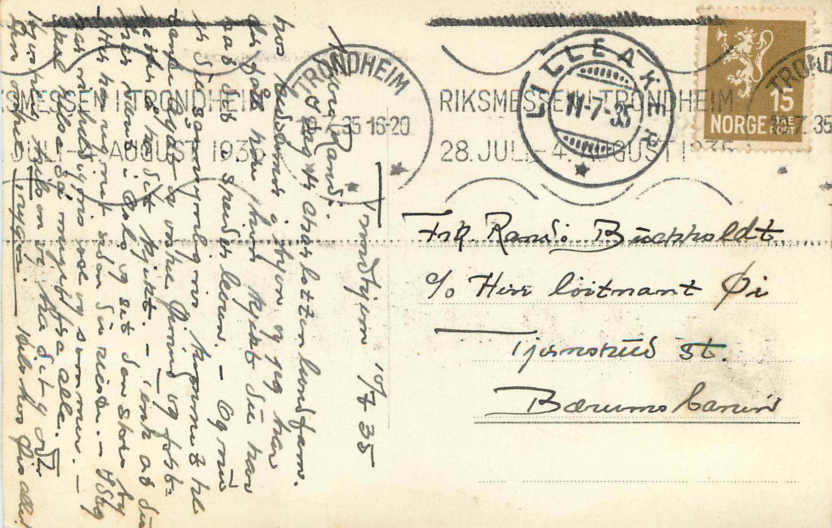 CPA Trondheim  — Verso