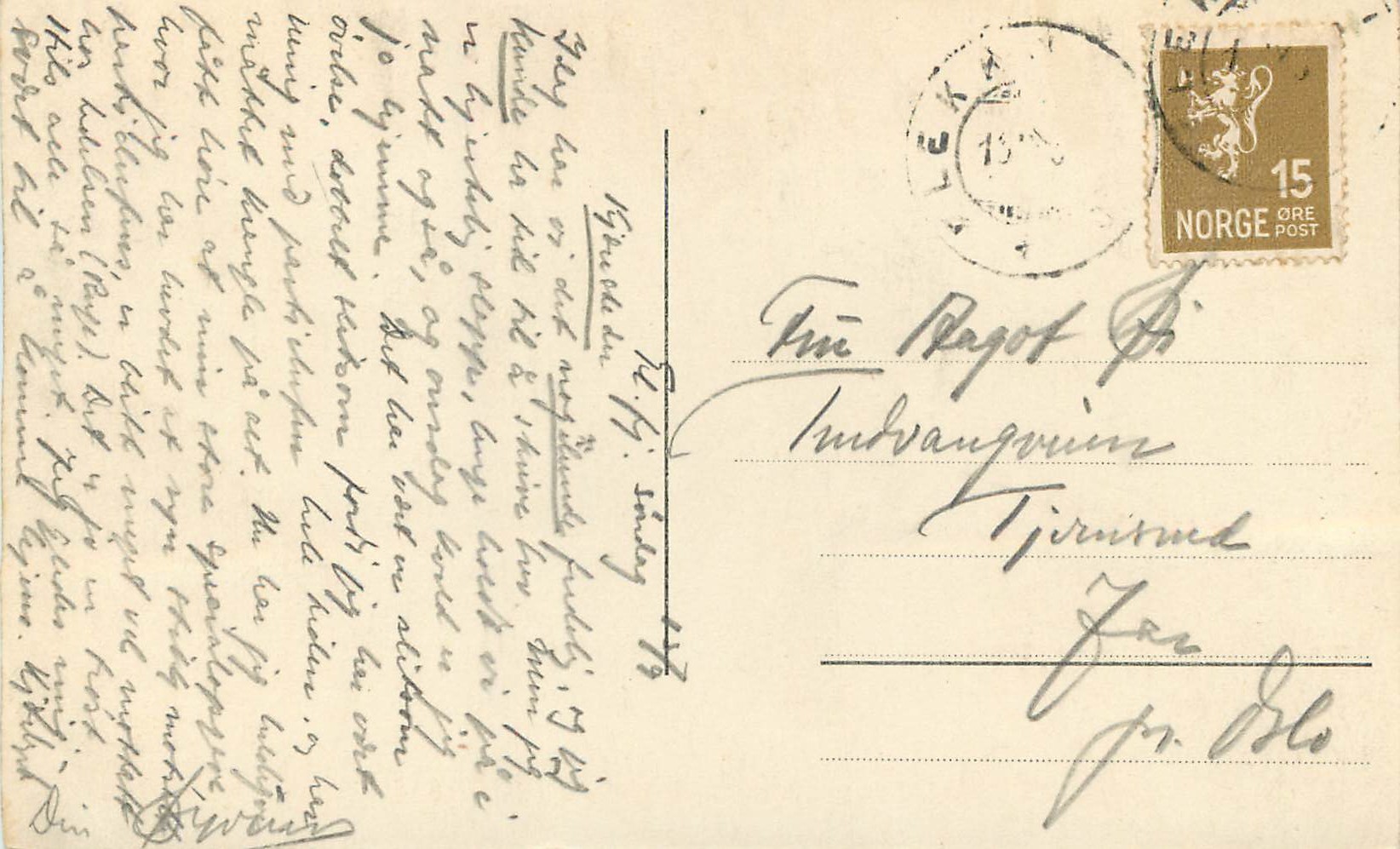 CPA Kvinesdal pr Flekkefjord  — Verso