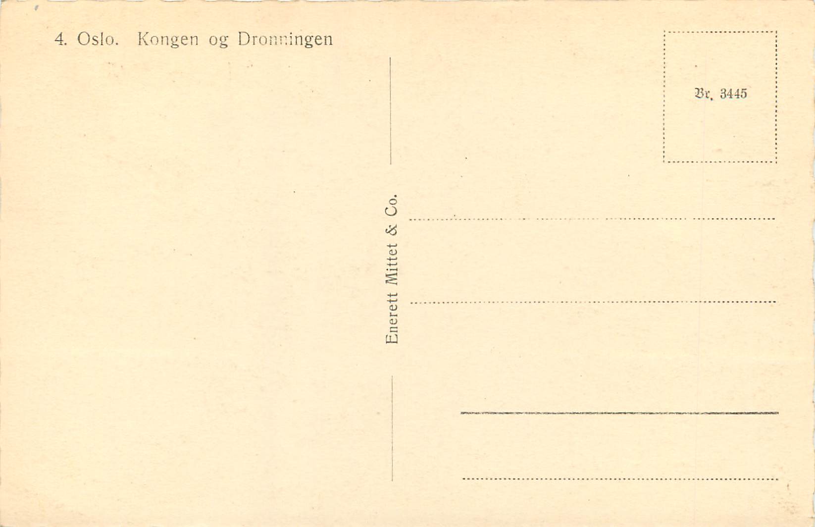 CPA Oslo Kongen og Dronningen  — Rückseite
