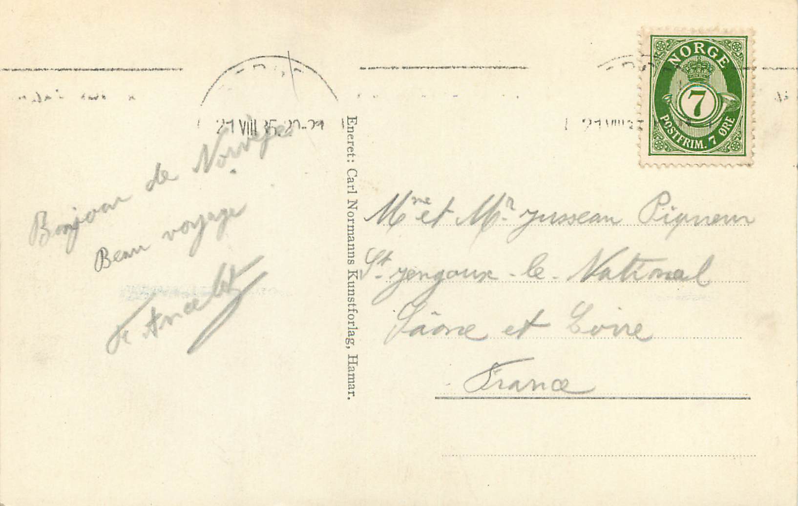 CPA Bergen fra Floibanen  — Verso