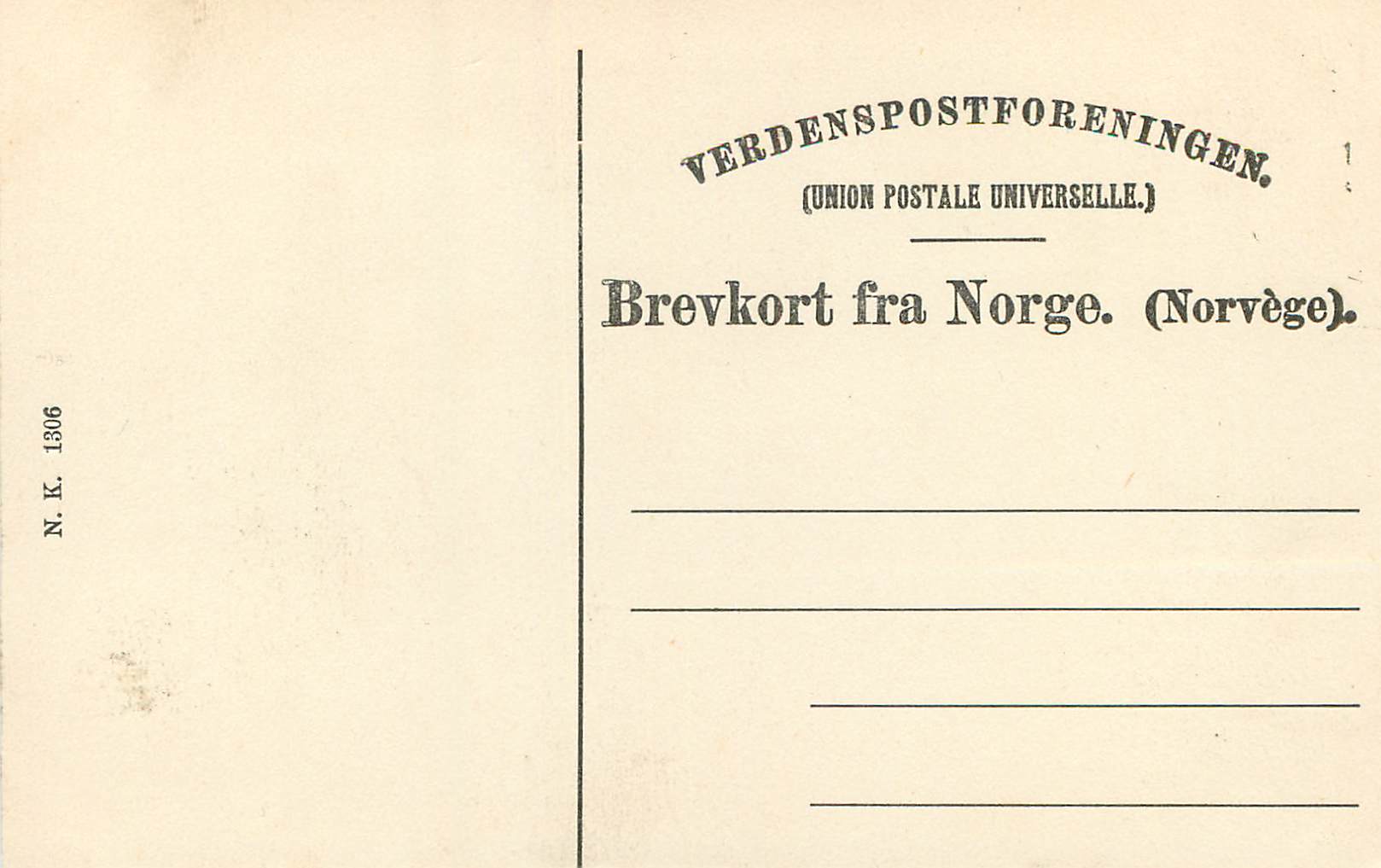 Holmenkollen Turisthotel — Norvège — éditeur N.K. 1306 — Back