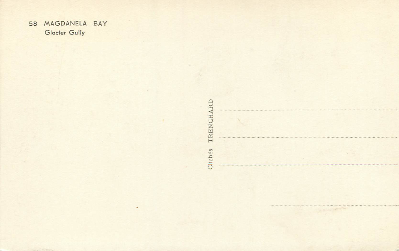 CPA Magdanela Bay Glacier Gully  — Rückseite