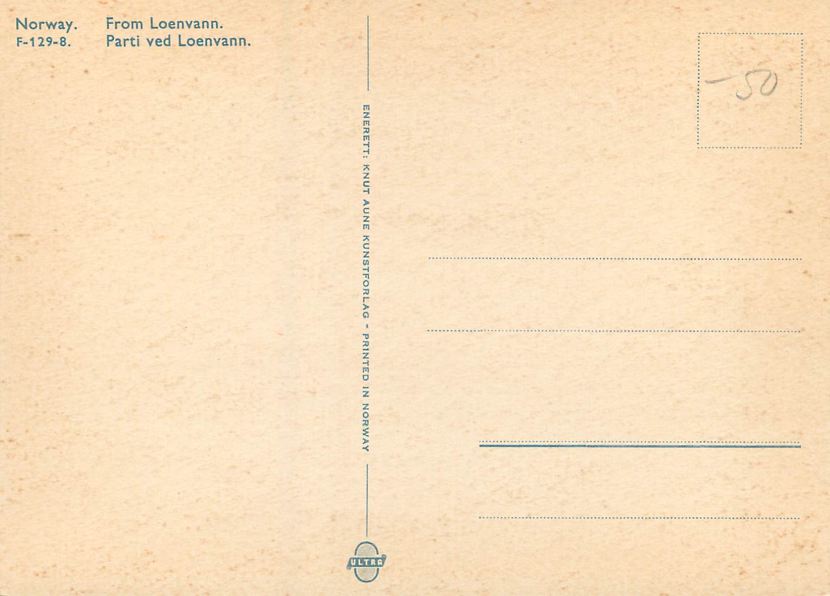 CPA Norway From Loenvann  — Verso
