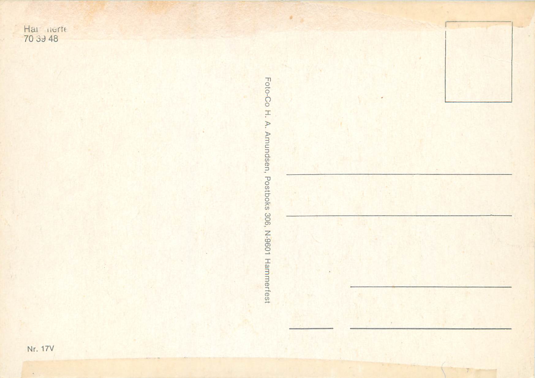 CPA Norvege — Verso