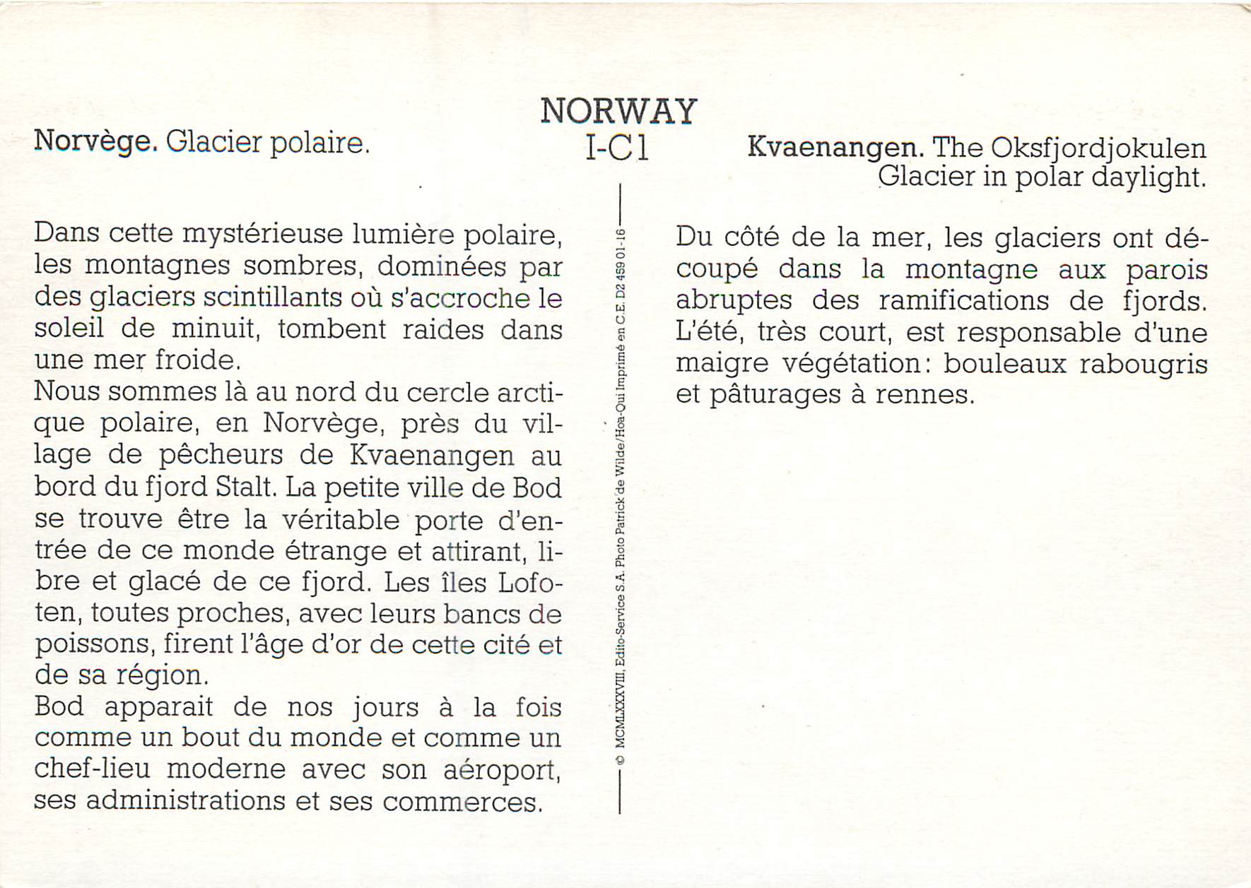 CPM Norway Glarier polaire  — Verso