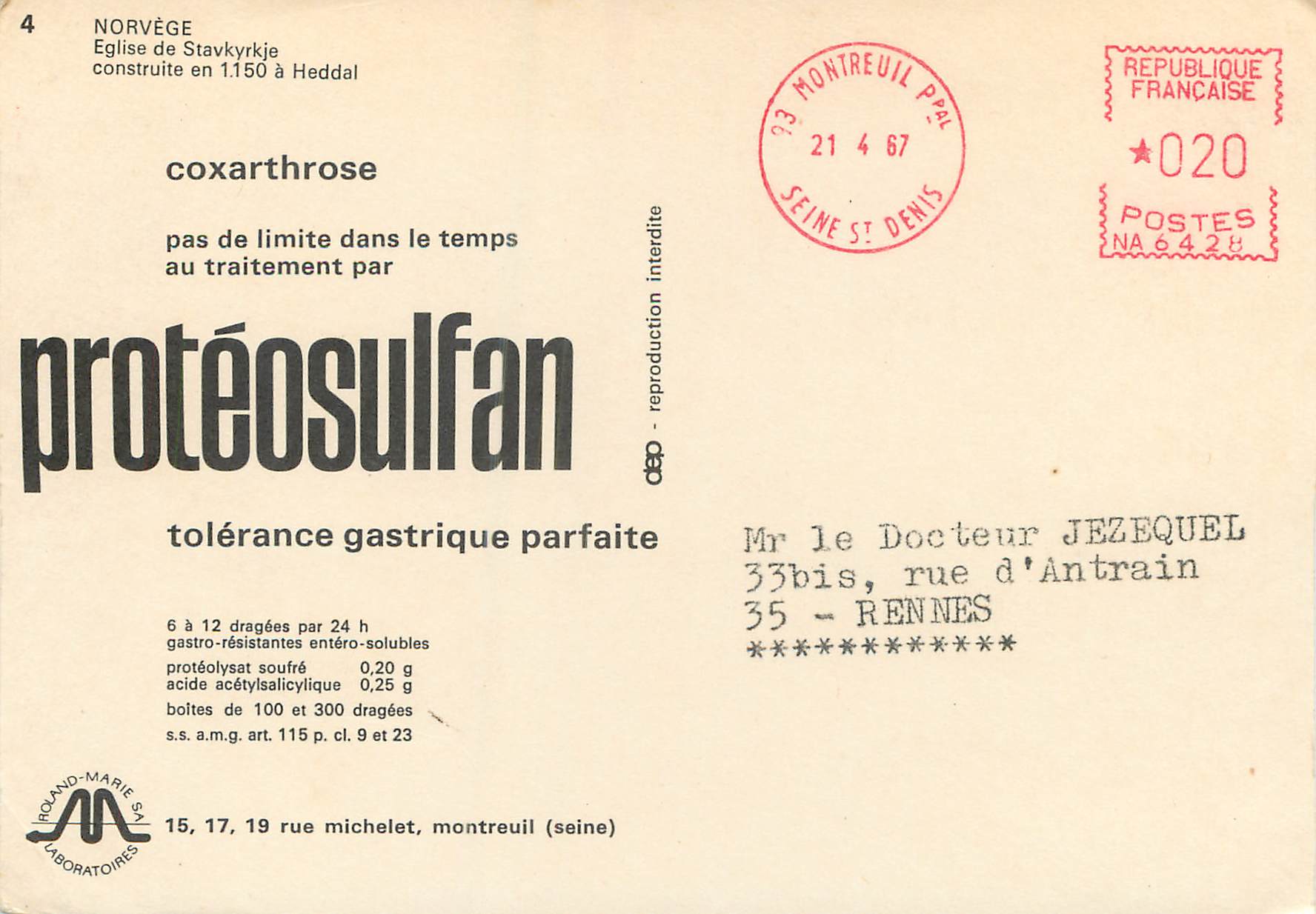 CPM Norvege Eglise de Stavkyrkje  — Verso