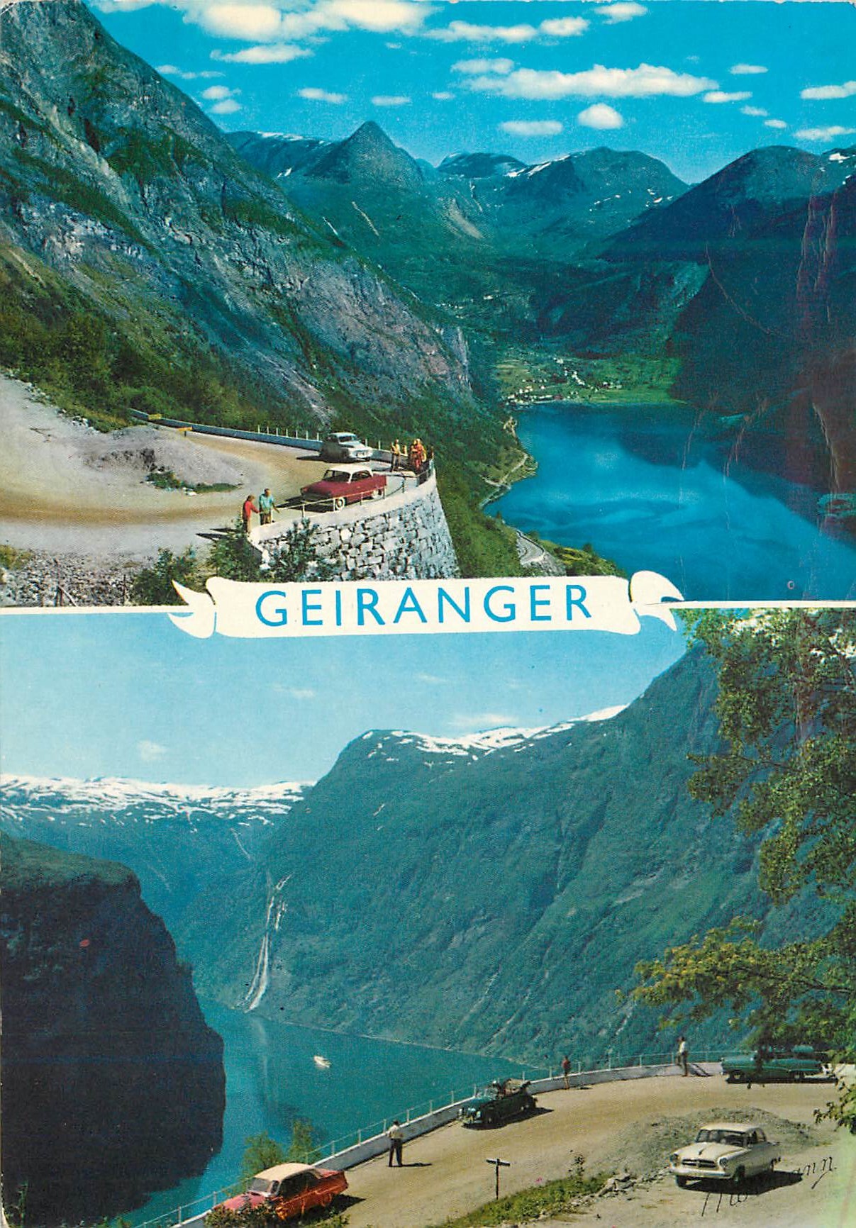 CPM Norway Geiranger seen from the Eagle Road and view from the Eagles bend towards the pulpit and the waterfalls The Se