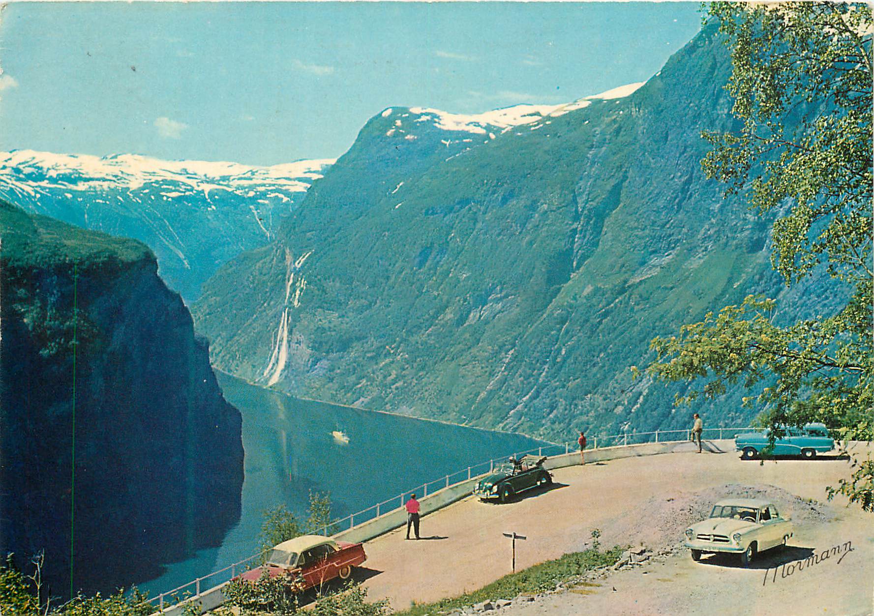 CPM Norway Geirangerfjord View from the Eagles Bend towards the Pulpit and the waterfalls The Seven Sisters 