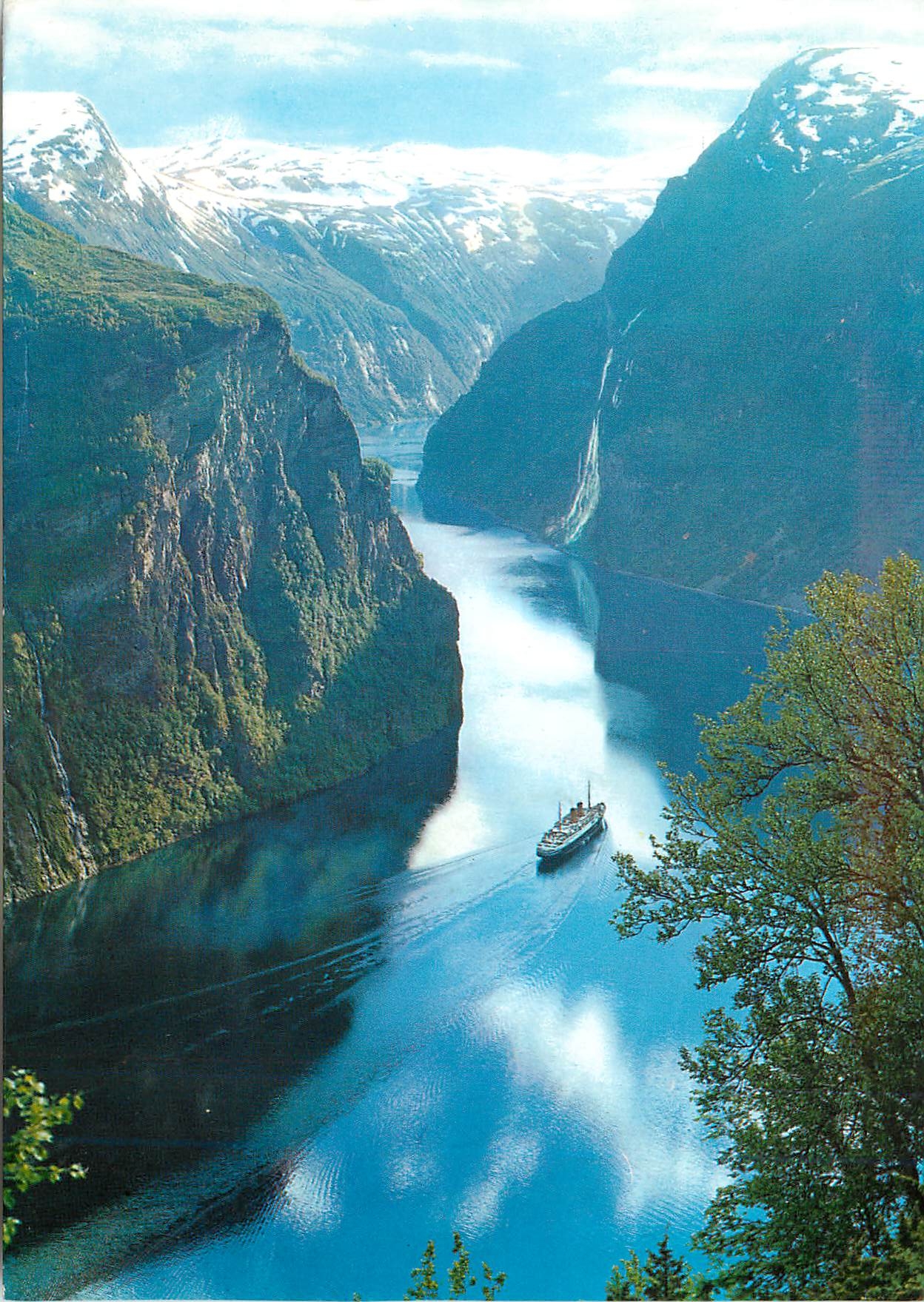 CPM Norway Geirangerfjord towards The Pulpit left and the waterfalls 