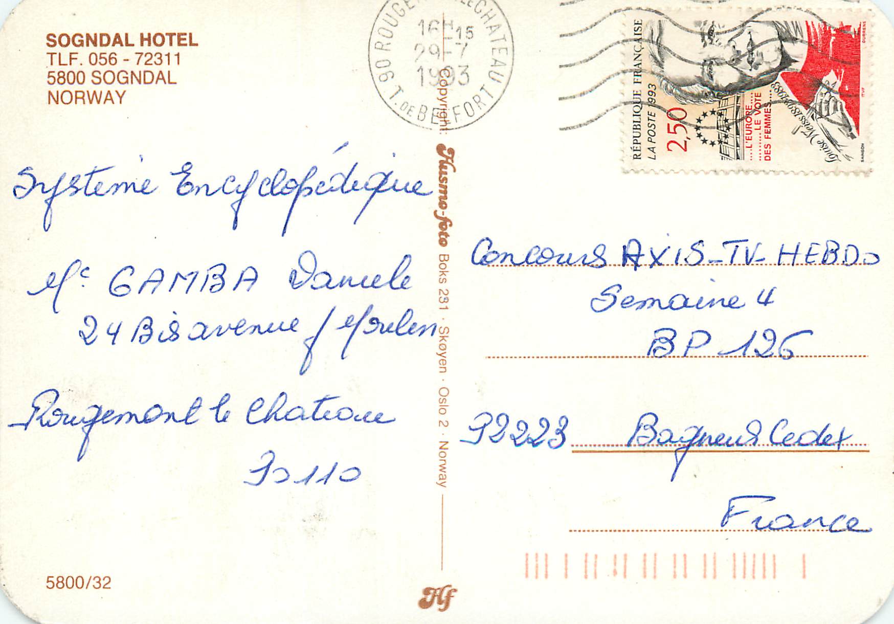 CPM Sogndal Hotel Norway  — Verso