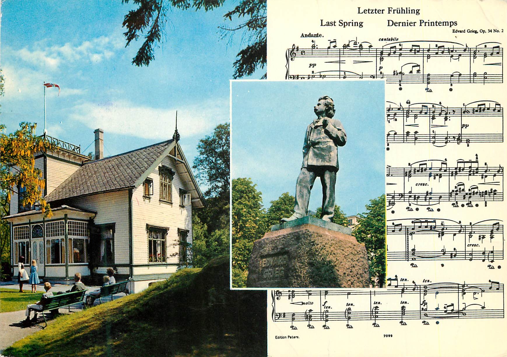 CPM Norway Bergen Statue of E Grieg and his home Trollhaugen 