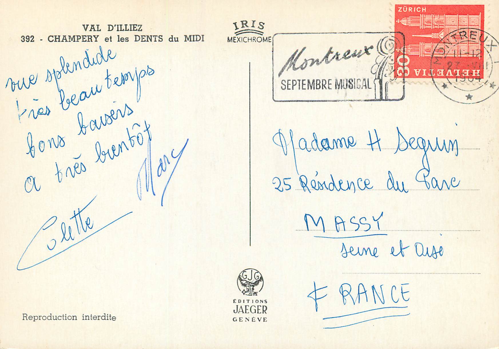 CPM Val d Illiez Champery et les dents du Midi  — Rückseite