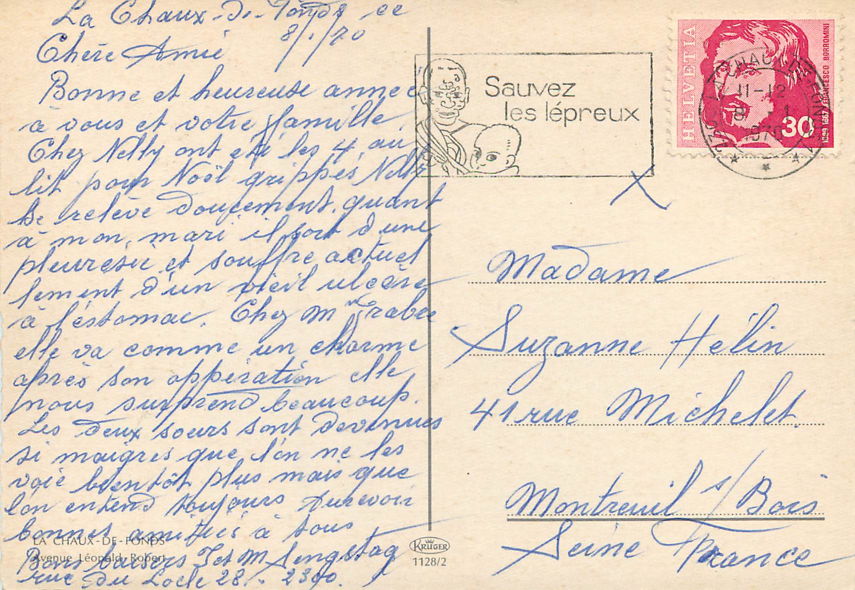 CPM La Chaux de Fonds Avenue Leopold Robert Esso Exxon — Verso