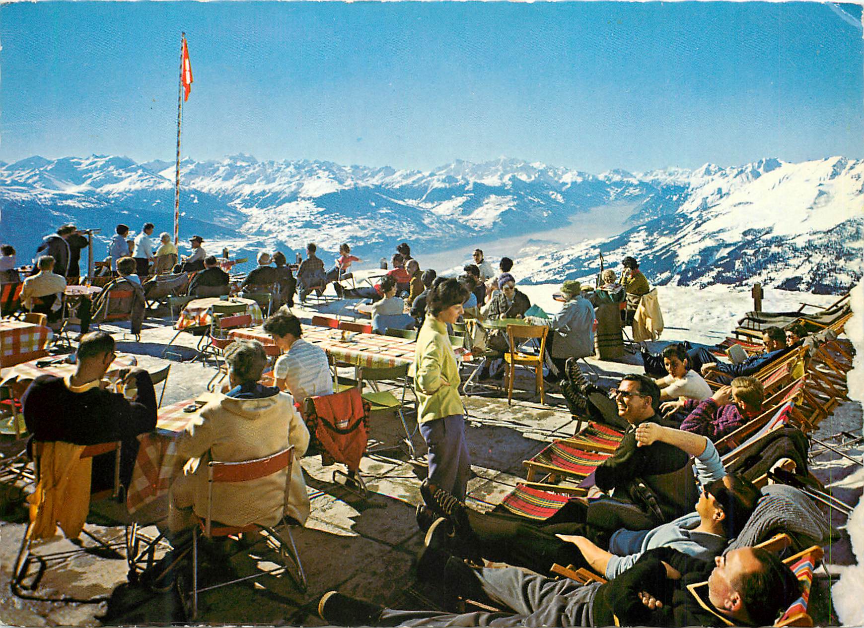 CPM Restaurant Bella Lui Crans s Sierre La Terrasse et le Mont Blanc 