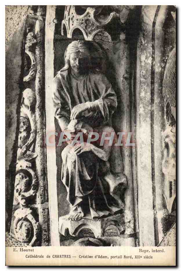 Cathedrale de Chartres CPA Creation d'adam portail nord