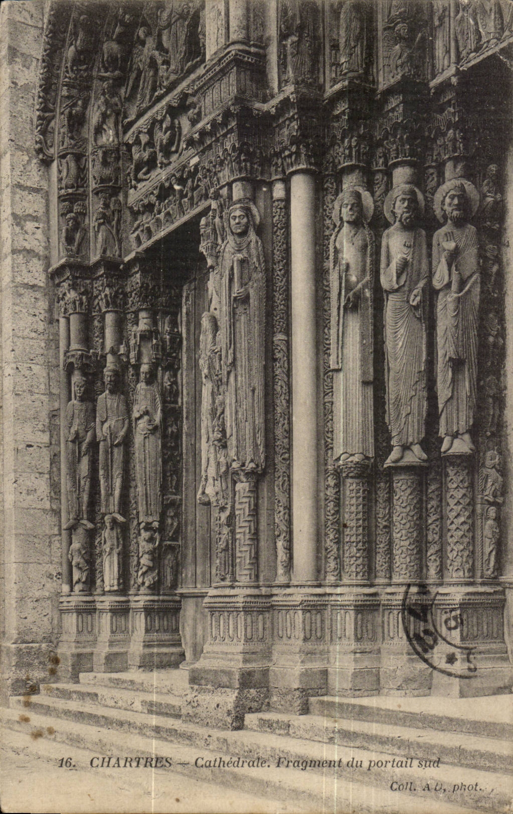 Chartres CPA CAthedrale Fragment du portail sud