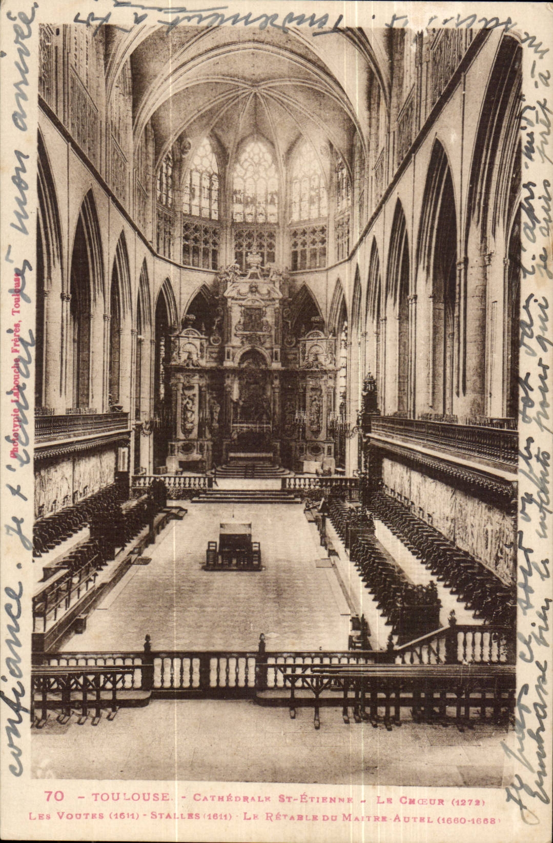 Toulouse CPA Cathedrale St Etienne le choeur les voutes stalles le retable du maitre autel