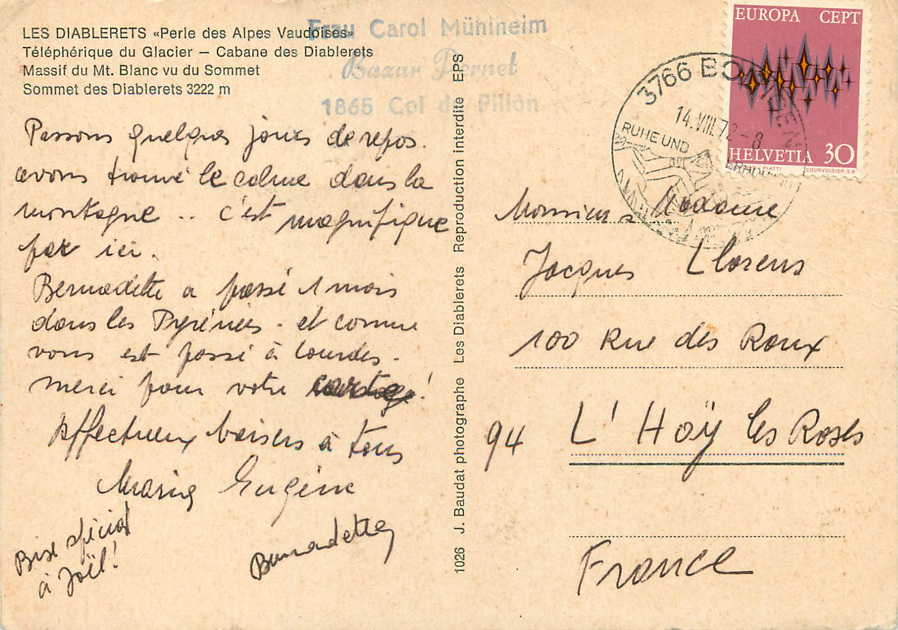 CPM Les Diablerets Perle des Alpes Vaudoises Telepherique du glacier  — Back