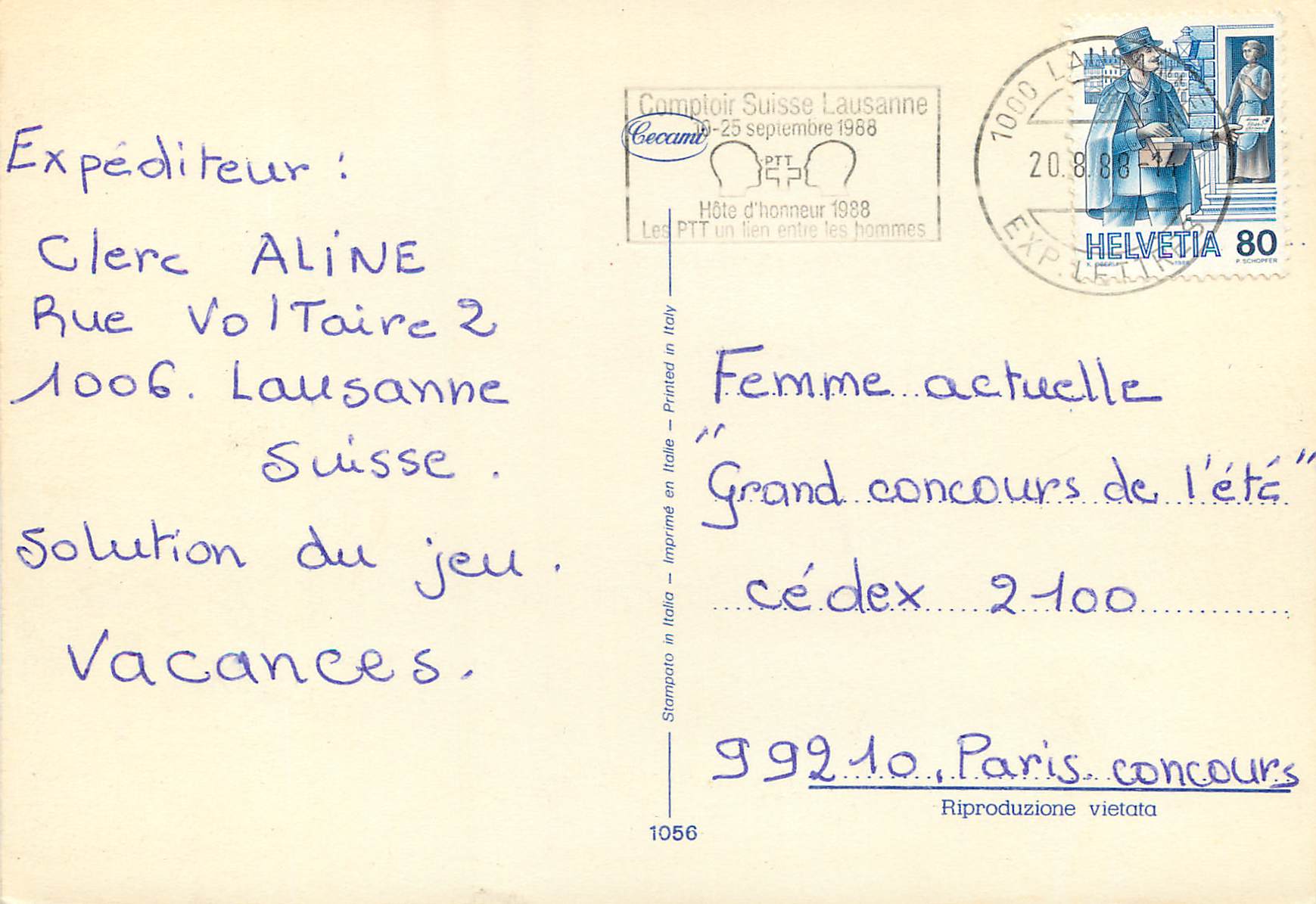 CPM Fleurs — Verso