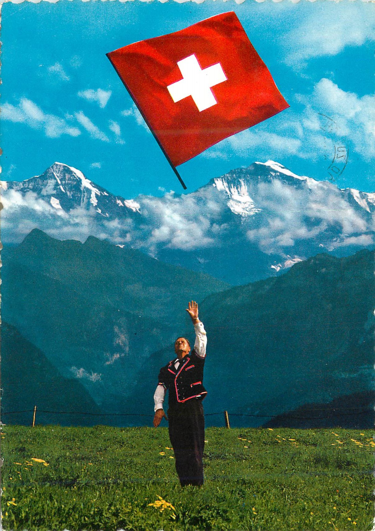 CPM Fahneschwinger im Hintergrund Jungfrau und Monch 