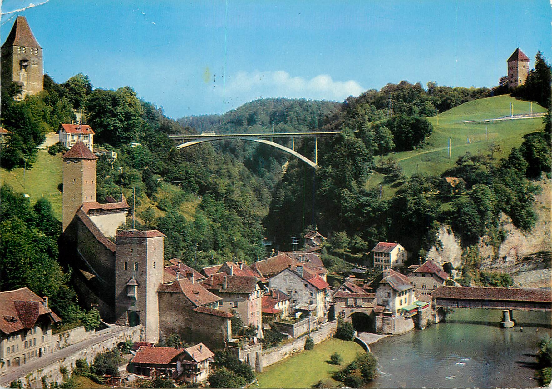 CPM Fribourg et la Sarine Pont du Gotteron et pont couvert 