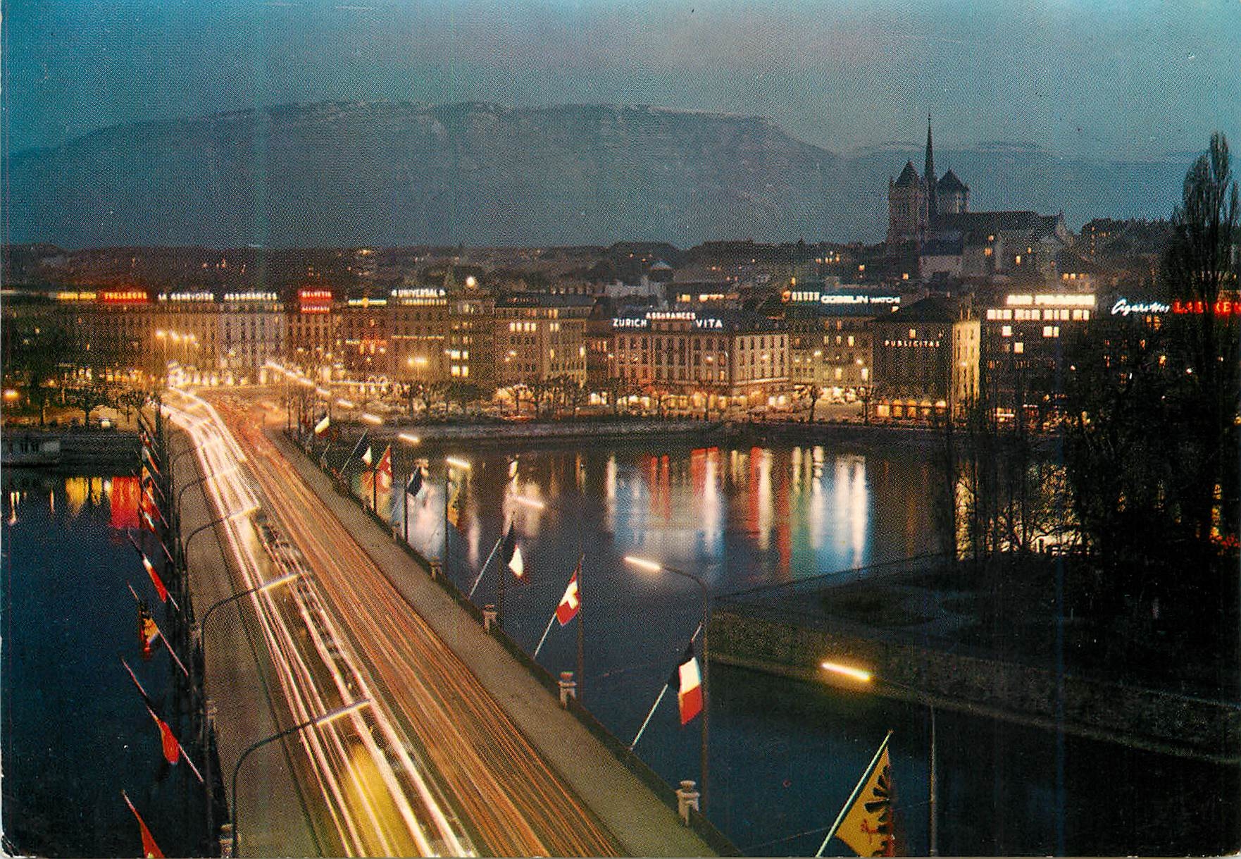 CPM Geneve au crepuscule 