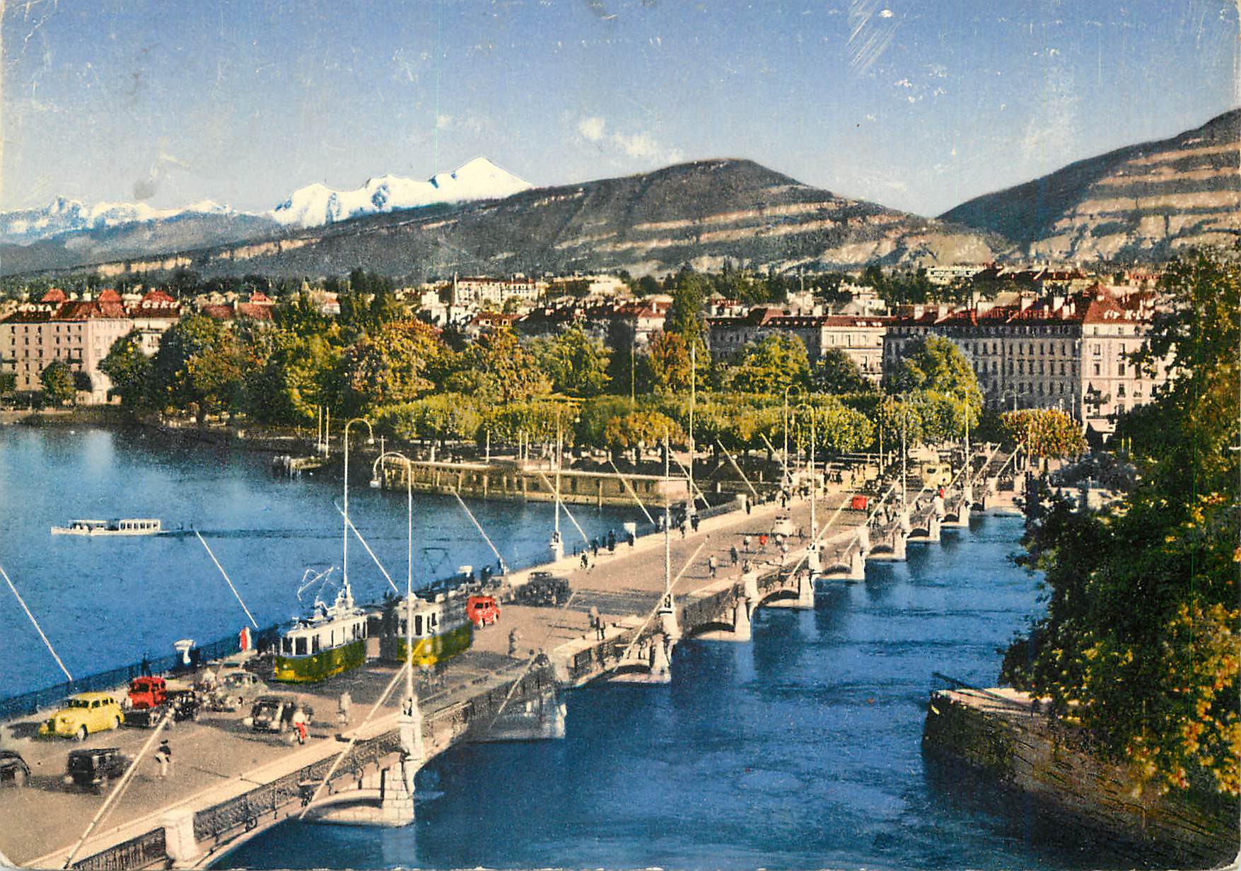 CPM Geneve Le Pont du Mont Blanc et le Mont Blanc 