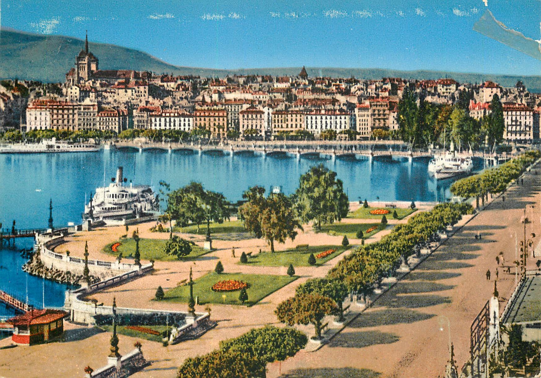 CPM Geneve Quai du Mont Blanc et vue sur la ville 