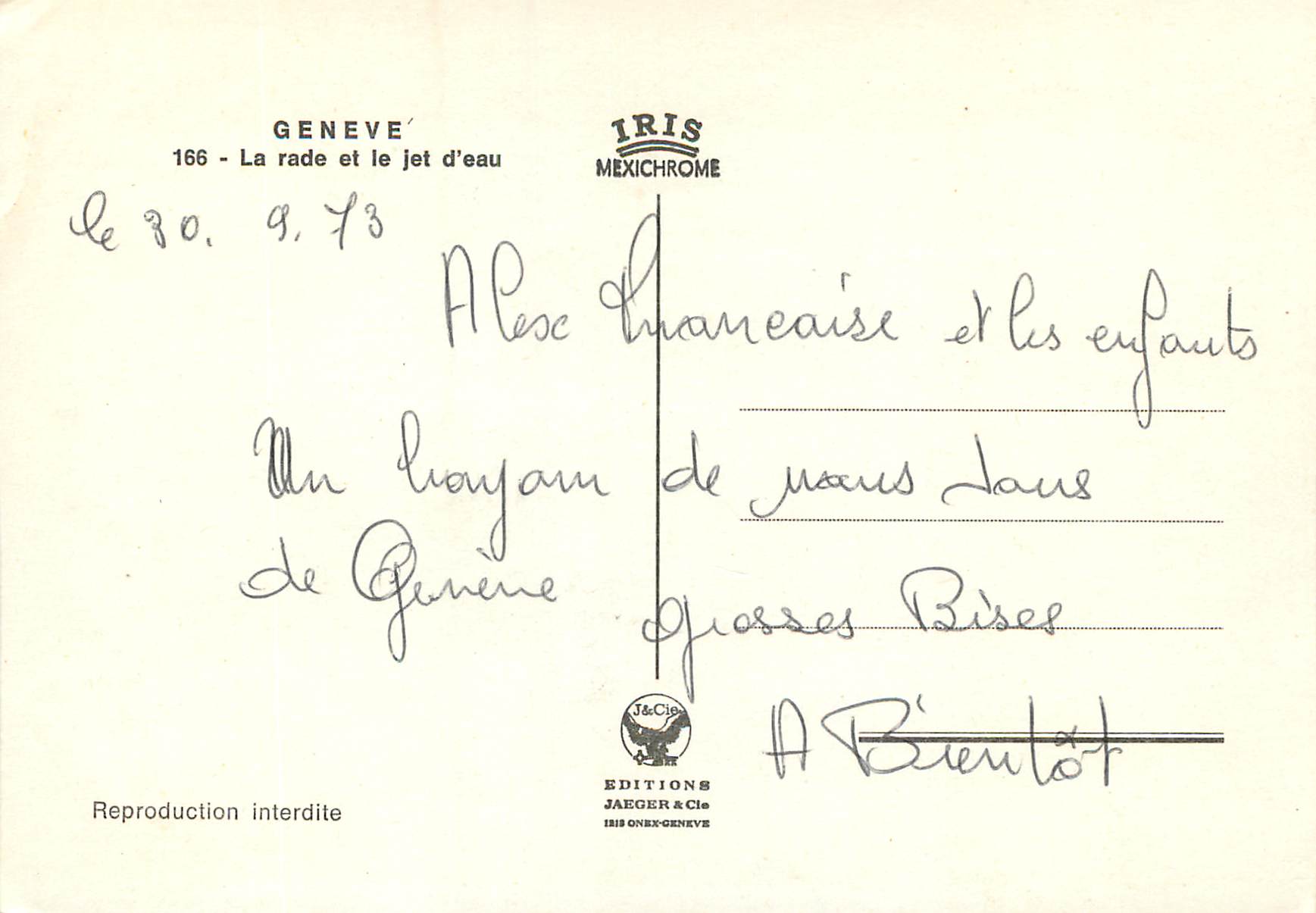 CPM Geneve La rade et le jet d eau  — Verso