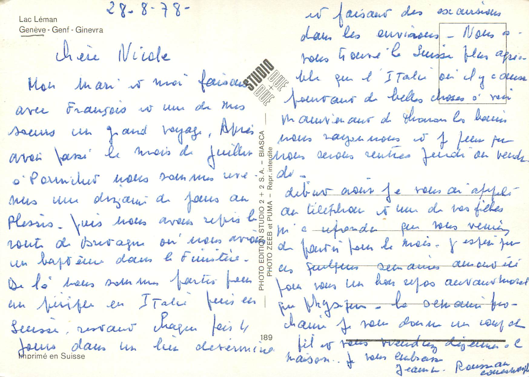 CPM Lac Leman Geneve  — Verso