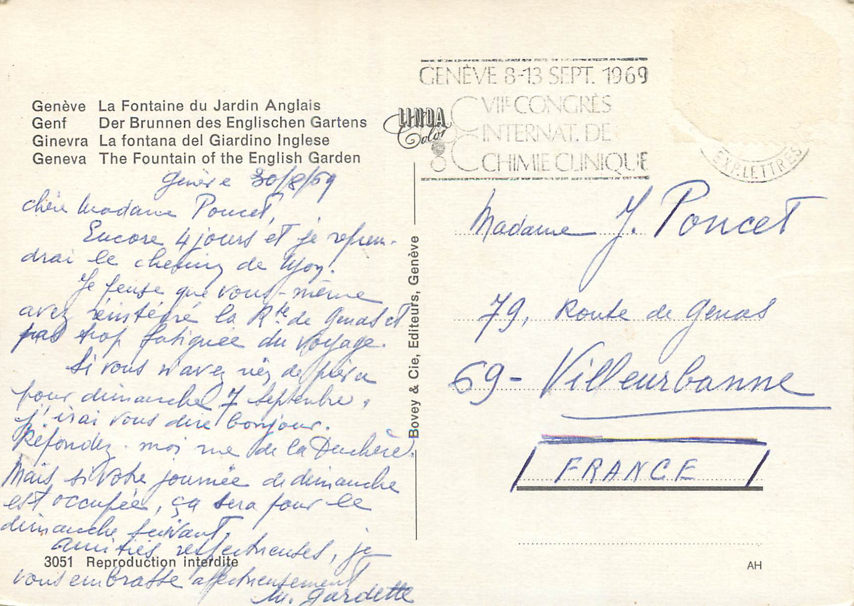 CPM Geneve La fontaine du Jardin Anglais  — Verso