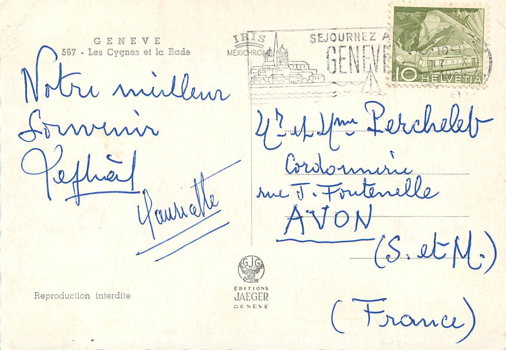 CPM Geneve Les cygnes et la Rade  — Rückseite