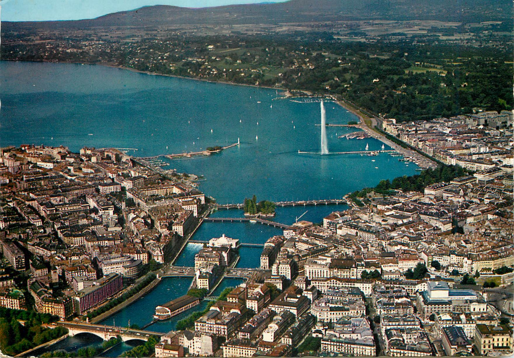 CPM Geneve La Ville et la rade vues d avion 