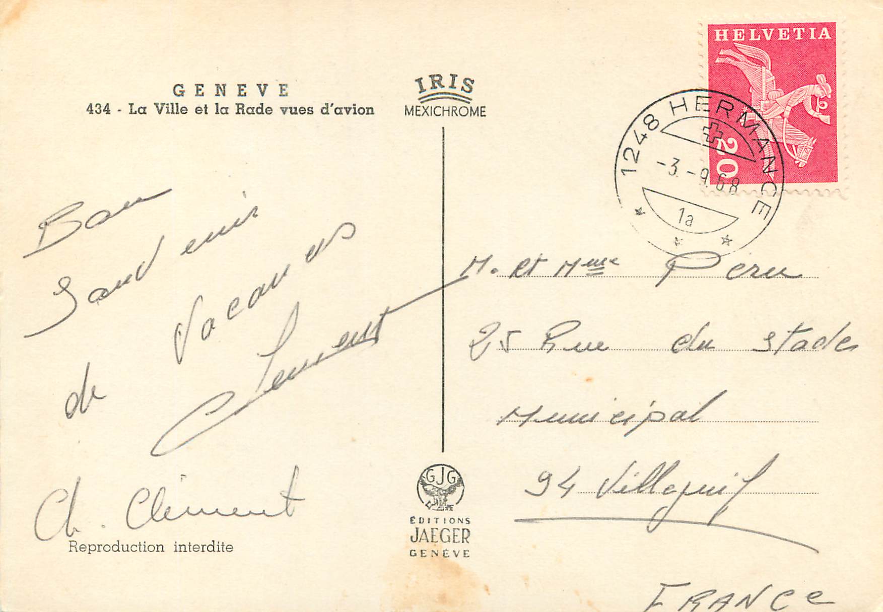 CPM Geneve La Ville et la rade vues d avion  — Verso