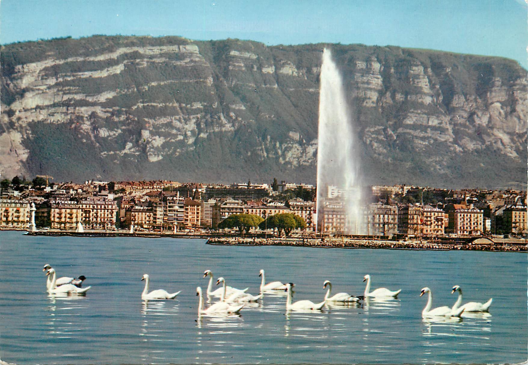 CPM Geneve Le jet d eau et le Saleve 