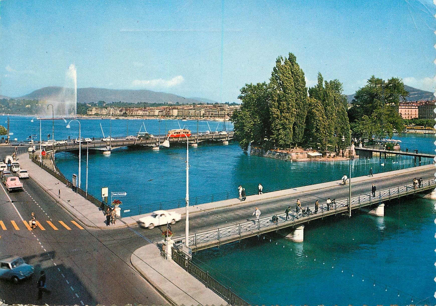 CPM Geneve L ile Rousseau et le jet d eau 
